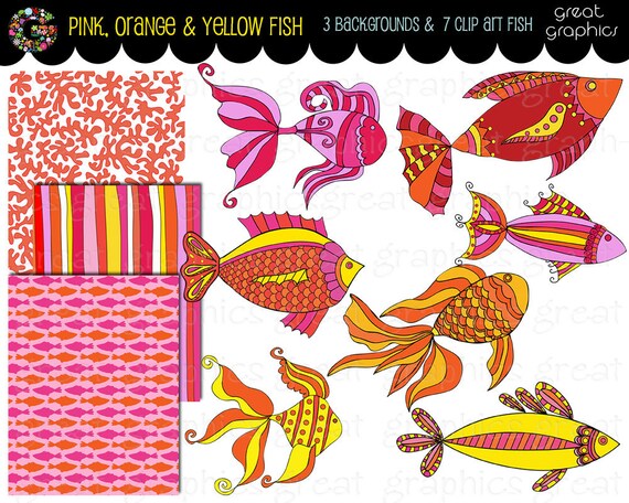 Fish Clipart Digital Fish Clip Art Fish Party Paper Party Fish Digital Paper Invitation Party Paper Printable Instant Download Il_570xn
