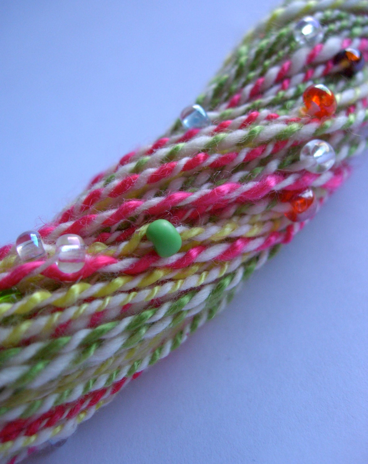 Handspun Yarn - Good News, Cotton, Tencel, glass beads, artyarn, 2-ply, fingering weight