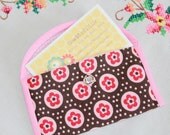 Pink & Brown Floral Business Card Credit Card Wallet