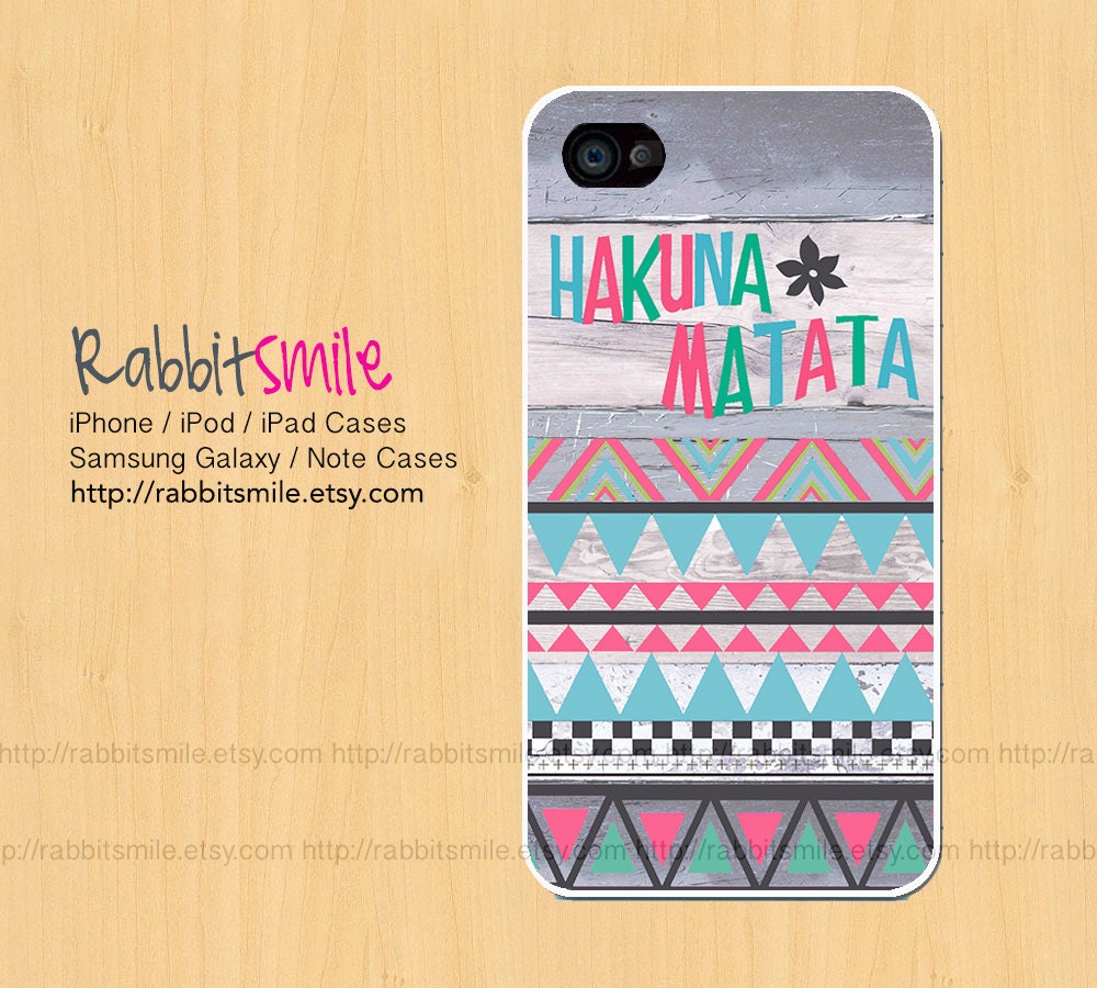 HAKUNA MATATA iPhone 4, 5 Case, Wood Pastel Aztec iPhone 5 case iPhone 4 Case, Tribal Geometric Pattern iPhone 4s Cover, Hard Plastic iphone
