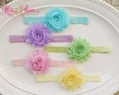 15% Off UR order.Baby Headband SET of 5.Newborn Headband.Shabby Chic Rose Headbands.Hairbow Headband.Baby Girl Headbands.Baby Bow Headband.
