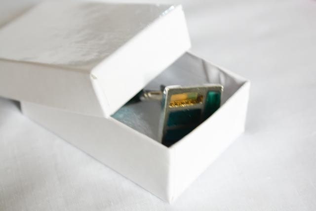 Blue, Green and Gold Glass  Mosaic Cufflinks, Men's Accessories, Cuff Links, Glass Mosaic