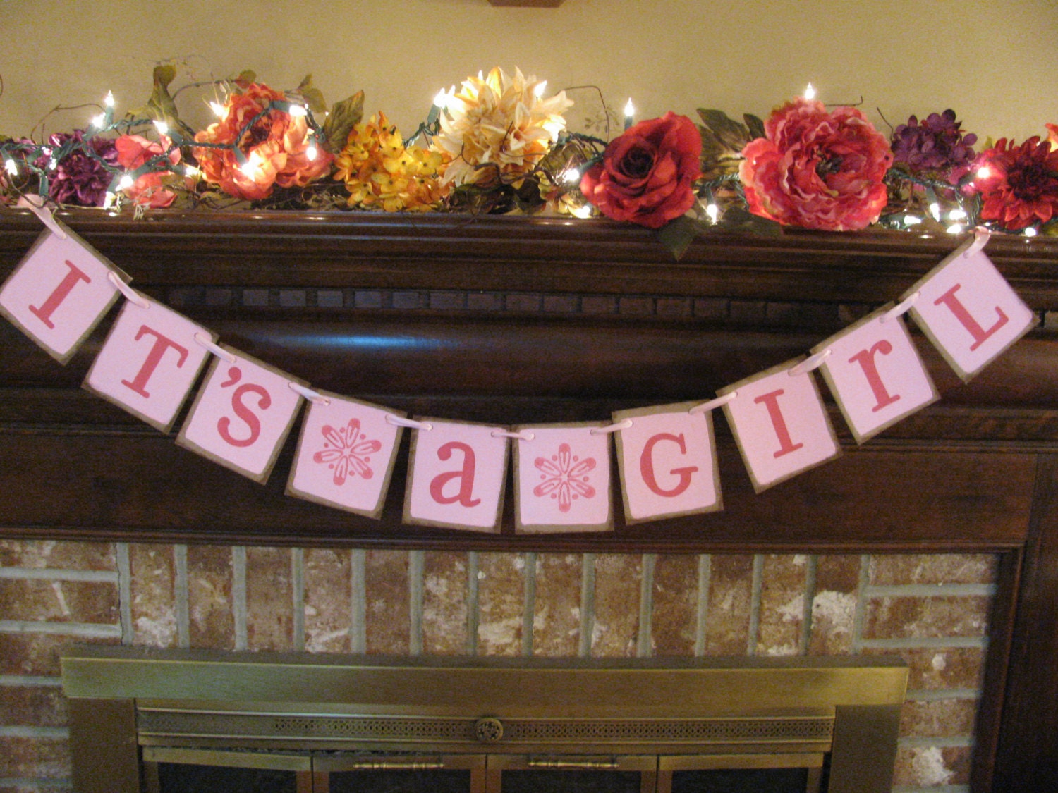 It's A Girl Banner Baby Girl Shower Garland Pink Nursery Decor Sign Bunting Can Custom Colors