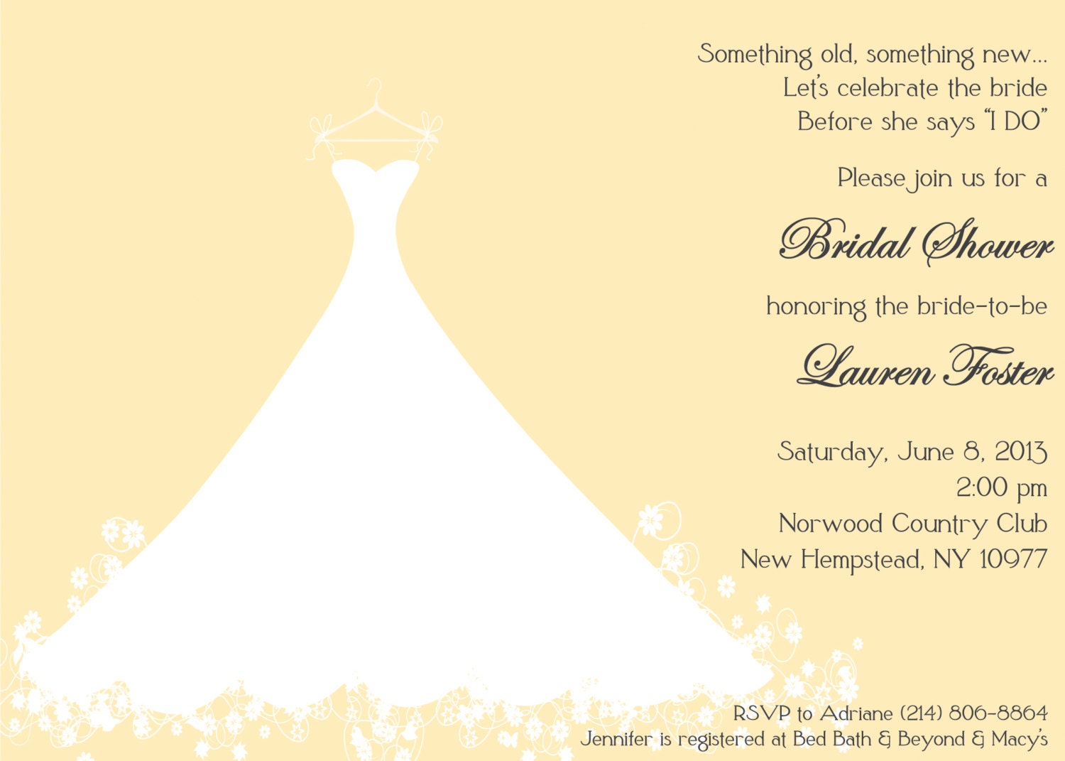 Yellow Bridal Shower Invitation - Wedding Gown - Bridal Luncheon, Bridal Tea Invitation Il_170x135