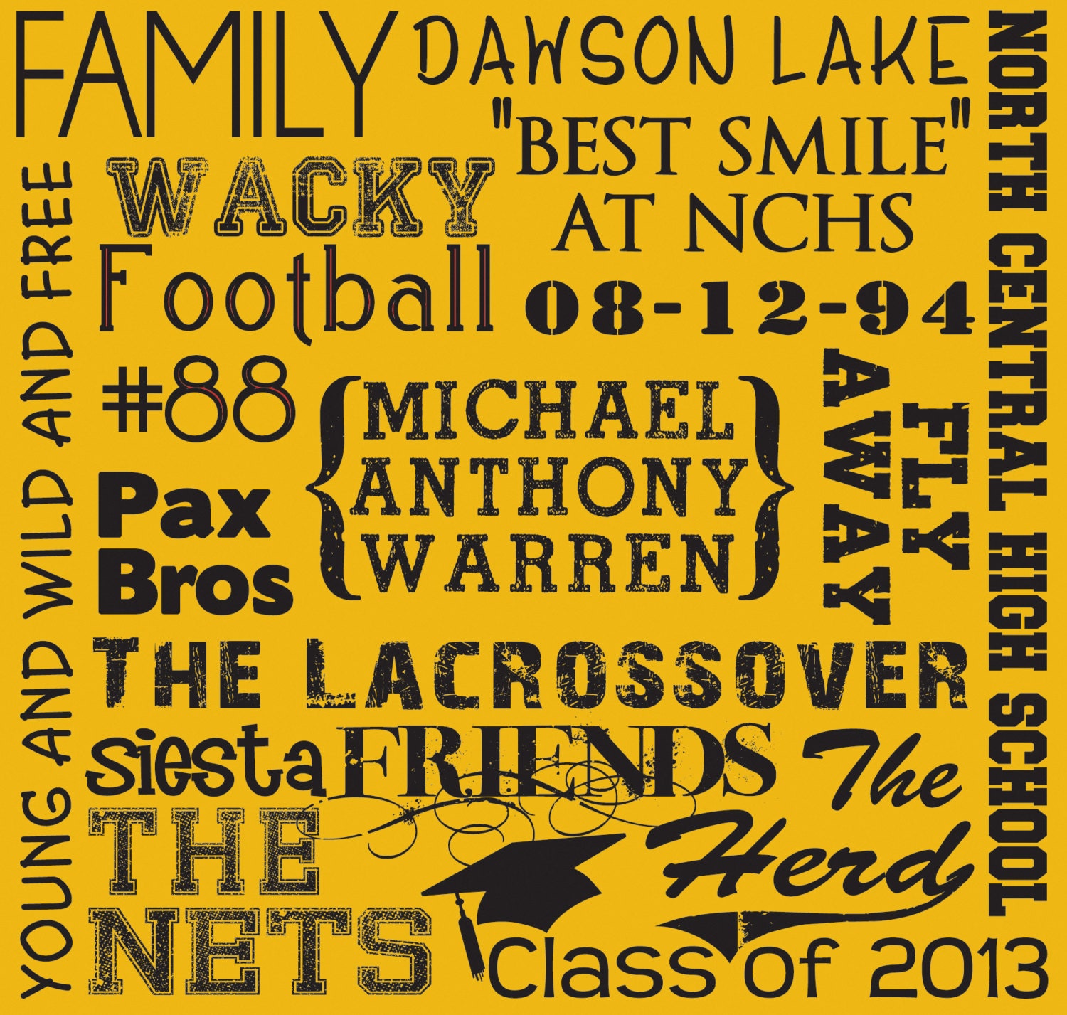 Graduation Gift - Personalized Canvas Sign - 14" x 14" Other sizes and colors available Il_170x135