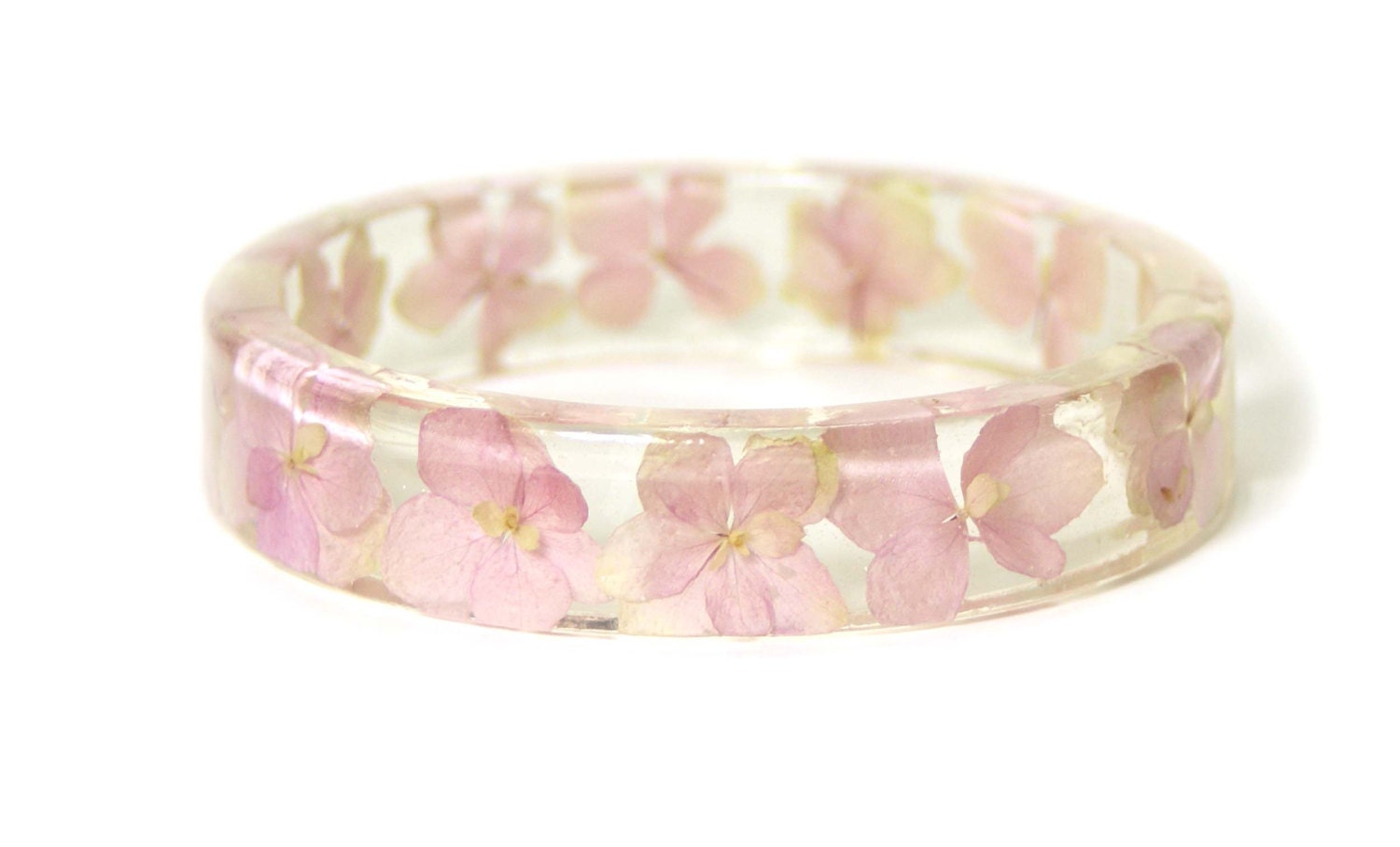 Real Dried Flower and Resin Bangle-Pink Flower Bracelet--Pink Bracelet- -Resin Jewelry-Flower Jewelry