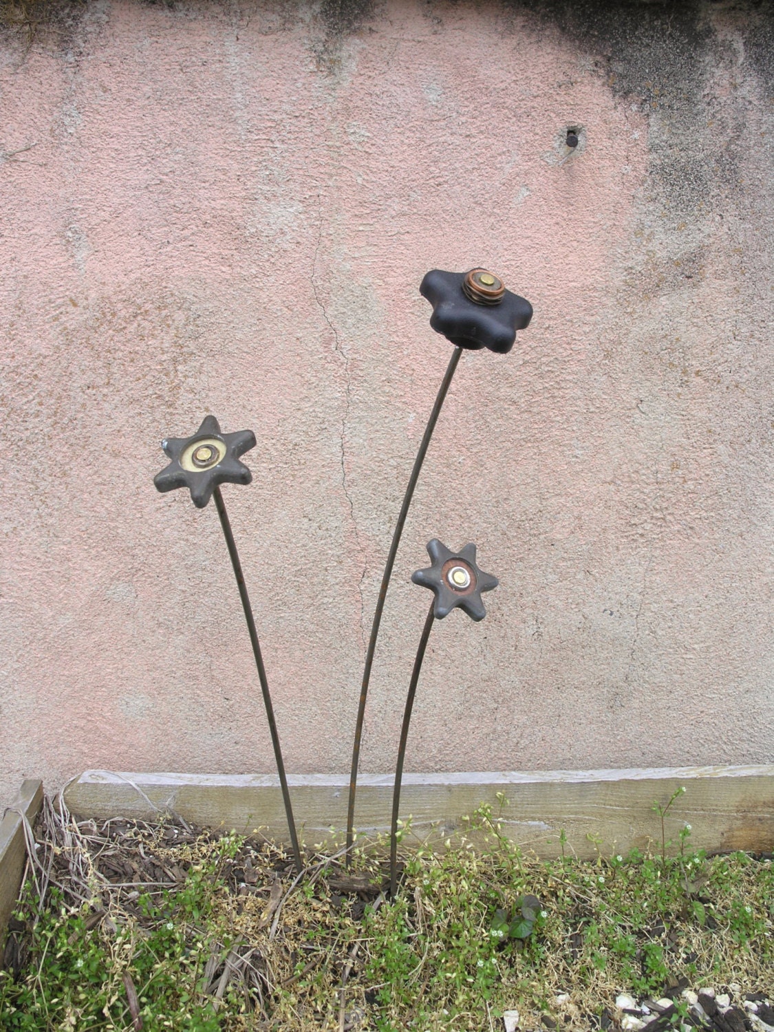 Table Centerpiece, Flower Art, Spring Decor, 3D Metal Art, Gray Metal Flower