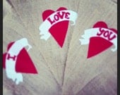 I LOVE YOU Burlap Bunting with cottons