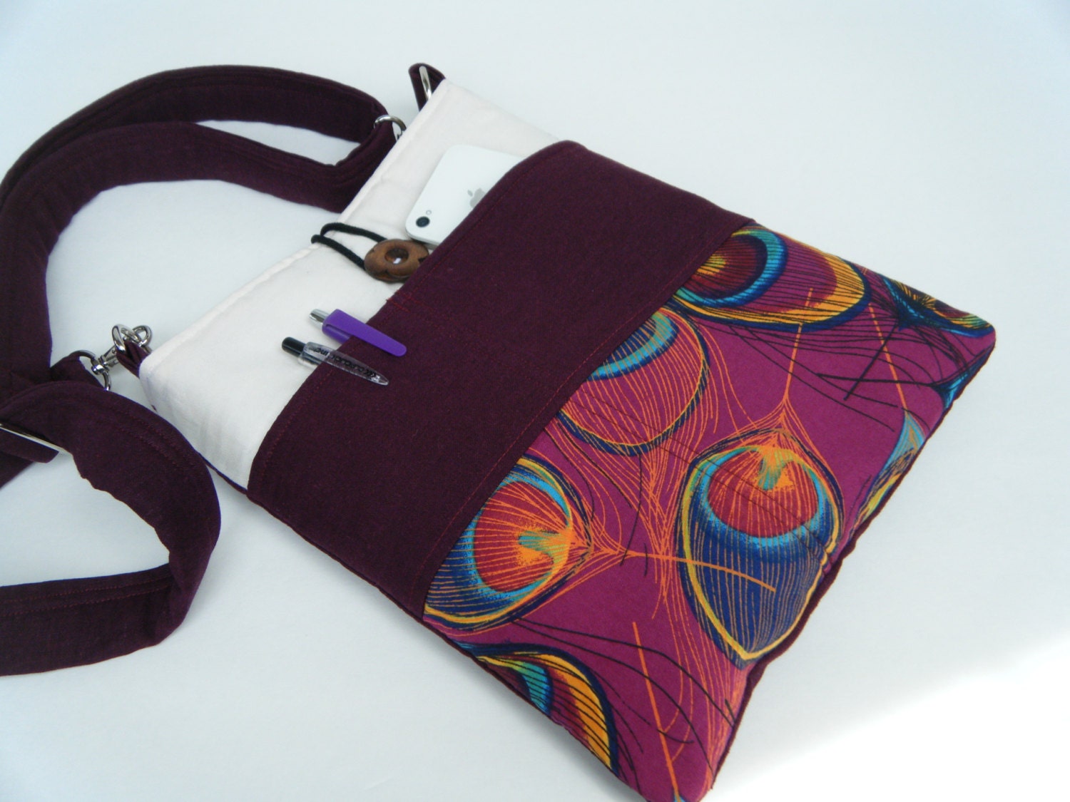 Mini iPad, iPad 1, iPad 2, iPad 3 or iPad 4  bag with shoulder strap-Peacock
