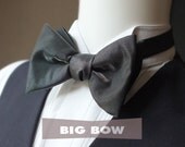 the BIG Bow Tie - charcoal grey - I make freestyle bow ties for men / bowtie for him, self tie men's bowtie.