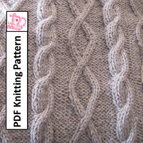 PDF KNITTING PATTERN - Diamonds and cable throw/afghan/blanket