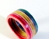 Recycled Skateboard Wood Ring Sweet Lil Rasta Size 7
