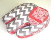 Elephant Pillow Gray Chevron and Peach
