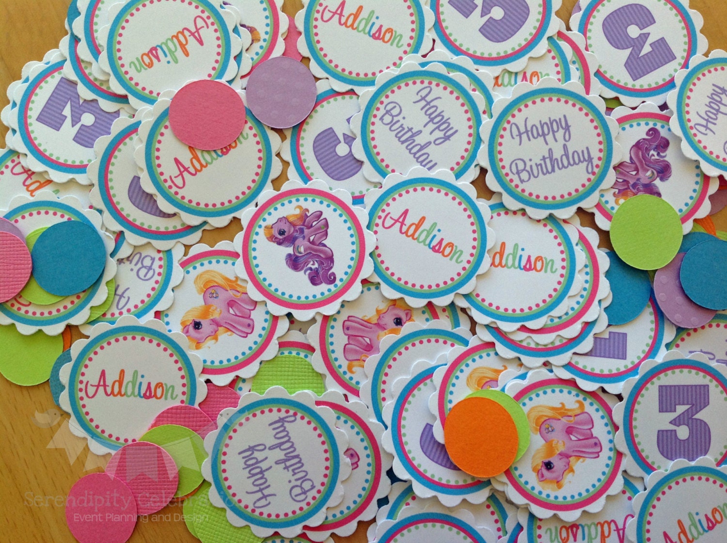 Personalized Table Confetti, My Lil Pony Inspired Confetti -Table Minis -Pony Party -My Lil Pony Birthday -1st Birthday Il_570xn