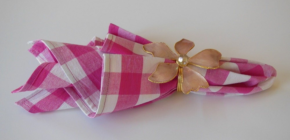 Cloth Napkins Hot Pink Fuchsia Gingham Check Set of Four 16"