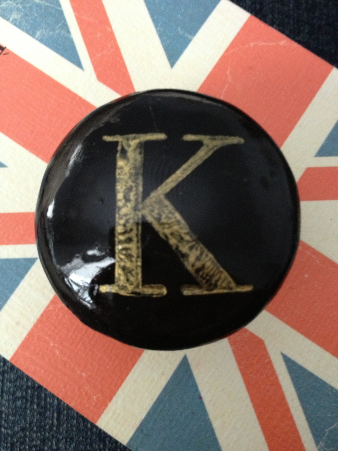 Stamped Letters Knob Black
