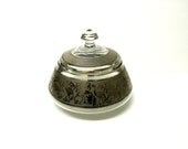 Mid Century Modern Bohemia Crystal Wedding Rings, Covered Candy Dish Platinum, Made in Czechoslovakia