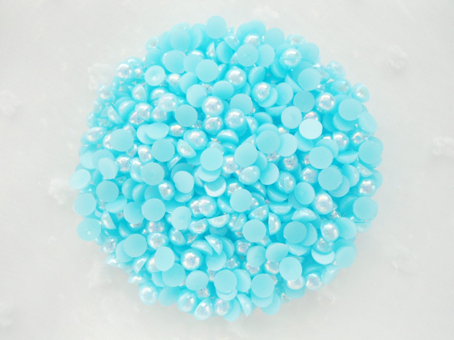 200pcs - 4mm Light Blue AB Flatback Pearls Decoden PE20004
