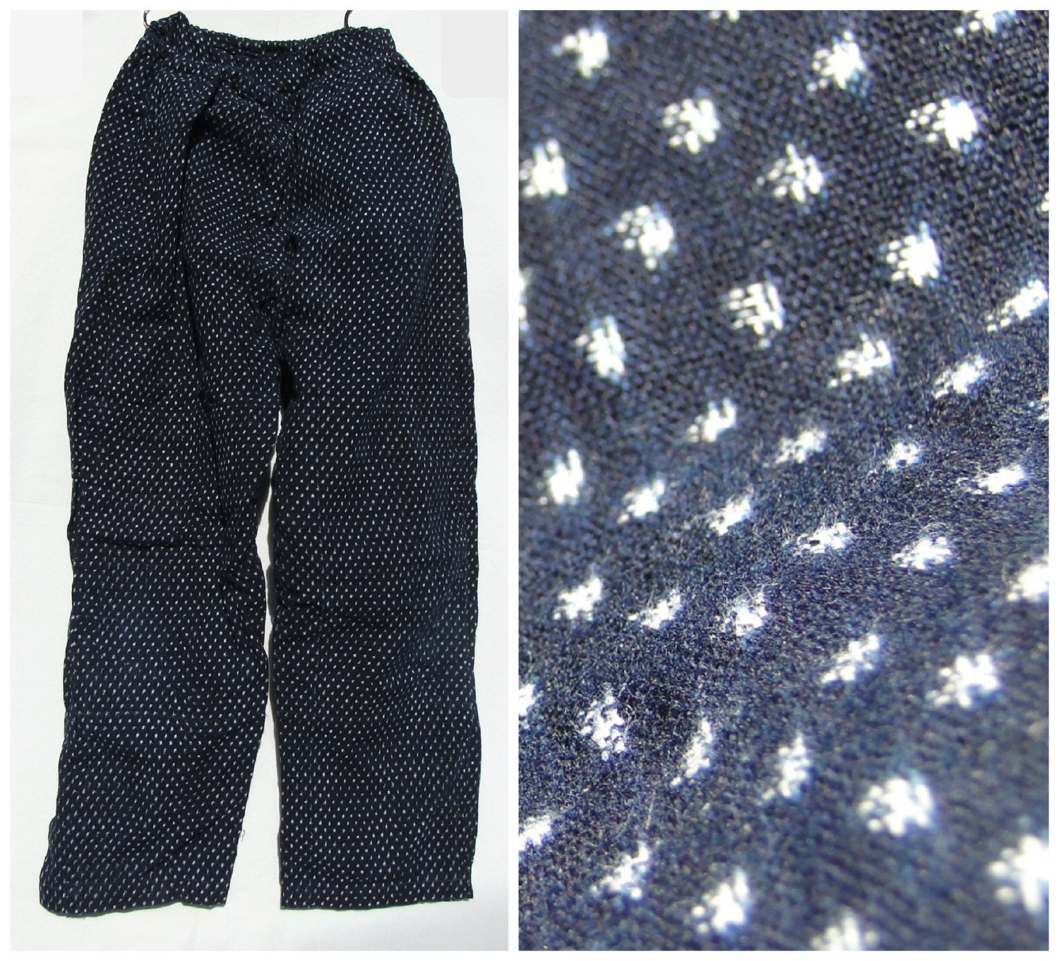Monpe Pants, Japanese Kasuri/Ikat Farming Wear - Antique Noragi (Shop Ref: 137)