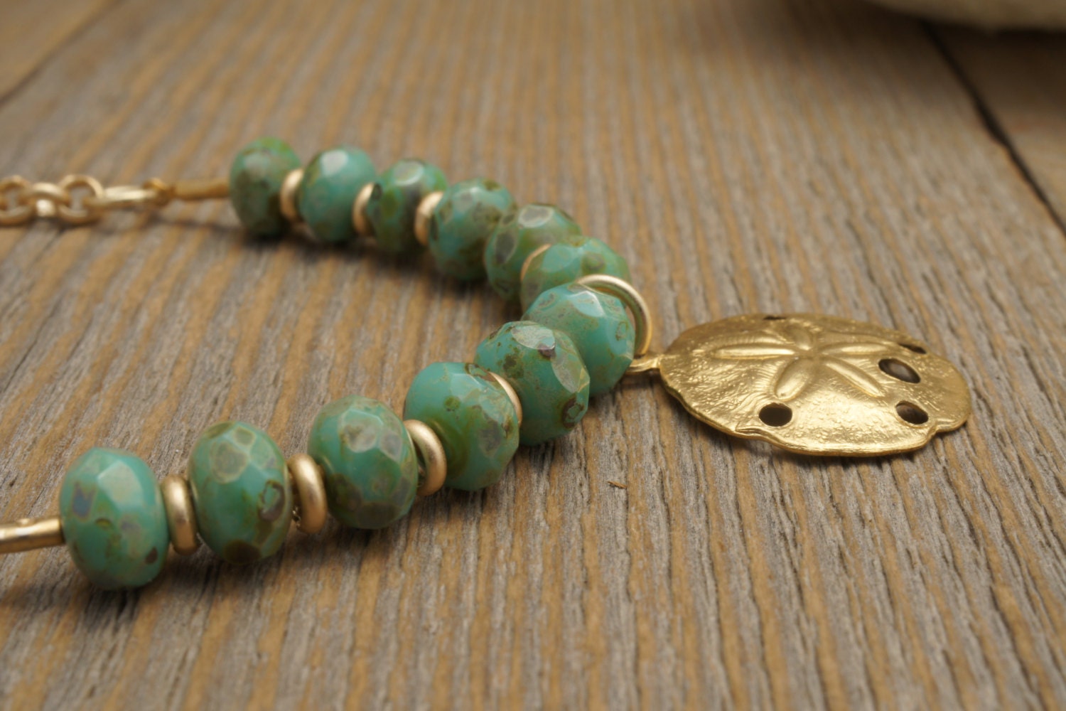 RUSTIC TURQUOISE BRACELET in Gold by Cheydrea