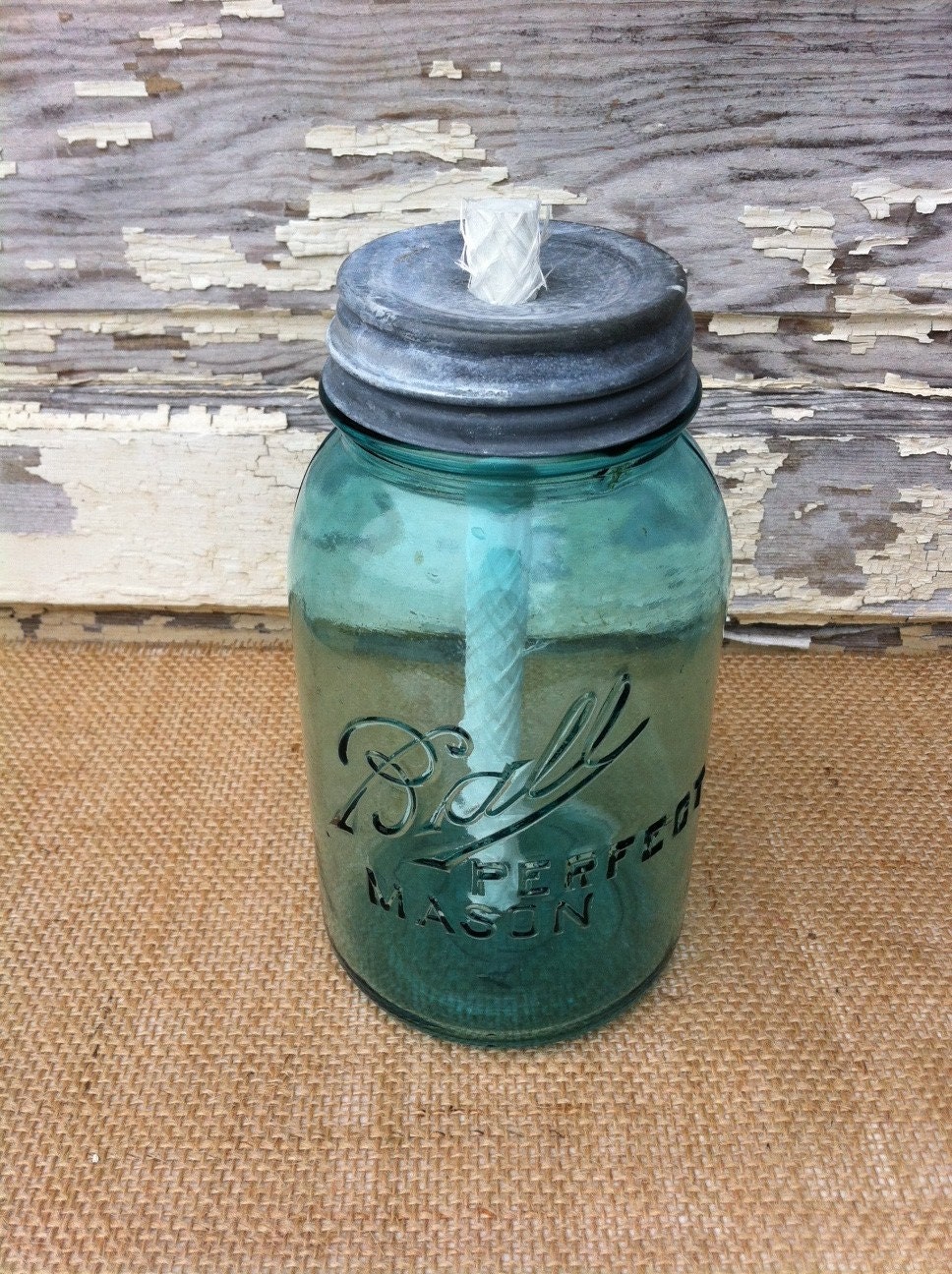 Mason Jar Citronella Candle Antique Blue Mason Jar Patio Citronella Torch Mason Jar Lawn Decor Mason Jar Tiki Torch