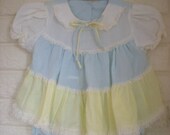 Yellow and Blue Ruffle Dress with Bloomers, Size 6-9 months