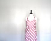 Pastille Pink- Sundress- Vintage- med/ large/ XL- stripe- lavender - white-