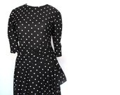 Polka Dot -plus size vintage dress - Navy and white- size 22/24- side swept