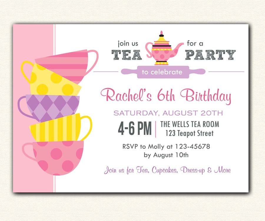Tea Party Invitation PRINTABLE - DIY Birthday Party for Girls / Baby Shower / Bridal Shower