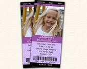 Ticket Invitation PRINTABLE (Birthday / Theatre / Ballet / Movie / Wedding) with Photo - Purple Lavender