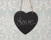 Hanging Large Chalkboard Heart Sign with Twine- Photo  Prop/ Message Board- Ready to Ship