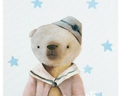 Children's wall art print, stellar teddy bear, kids room decor, nursery animal decor by inameliart
