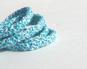 Fiber Bracelet. Eco Jewelry. Turquoise and White Animal Print. Bold Fashion. Spring Line.