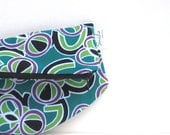 Small Clutch Foldover. Zipper Pouch. Wallet. iPhone Case. Geometric Free Spirit Fabric. Emerald Aqua Green Purple Black. Spring Line.
