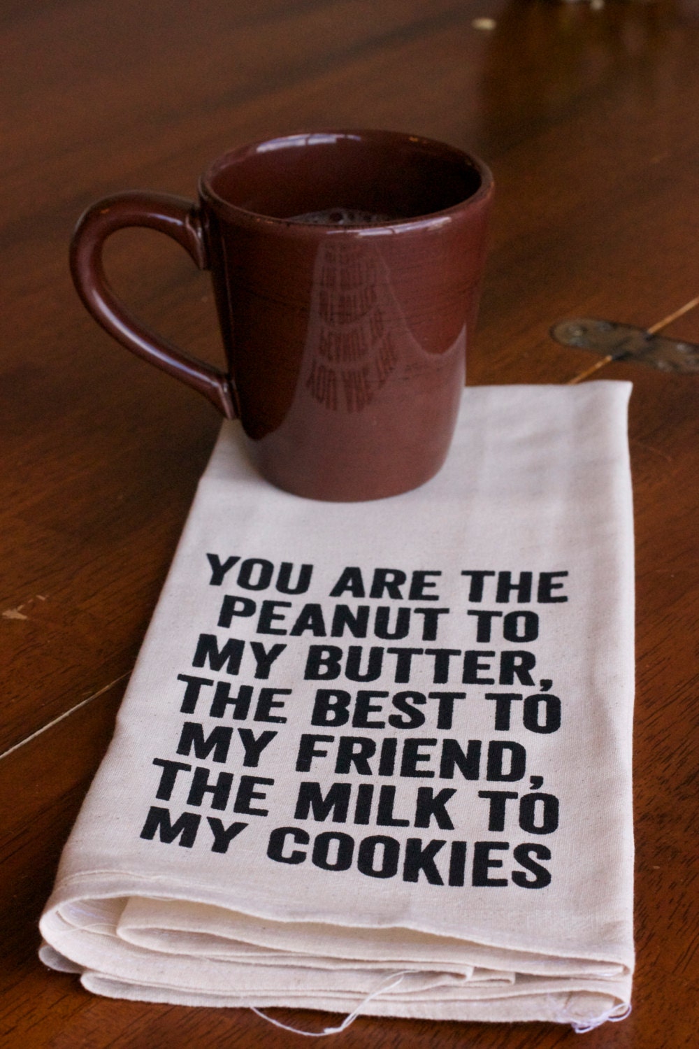 Tea Towel - Hand Printed Organic Flour Sack - Milk & Cookies