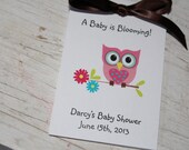 ON SALE Pink Owl Flowers Baby Shower Birthday Party Flower Seeds Packets  Baby Sprinkle Party Favors