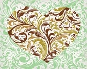 Vintage Pattern Heart - 8x10 Art Print