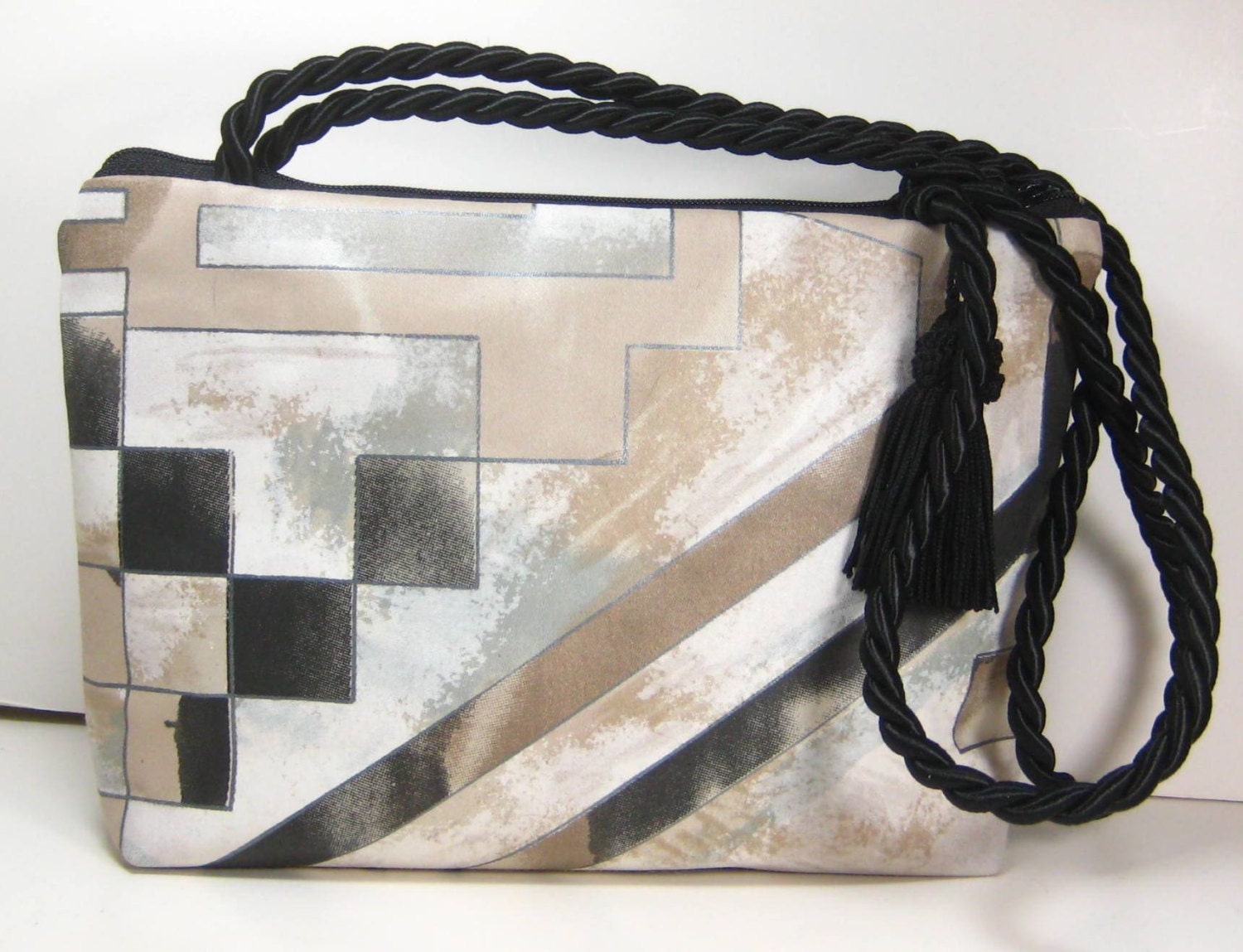 Black and Beige Abstract Design, Midge Purse