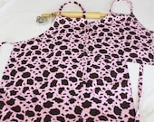 Pink Cowprint Mother Daughter Aprons