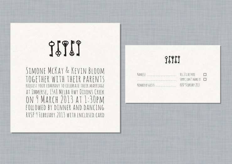 Printable Wedding Invitation Set - Antique Keys