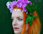 Floral headband Sugared Violets, Ombre delphinium with iridescent gems . Boho Bride