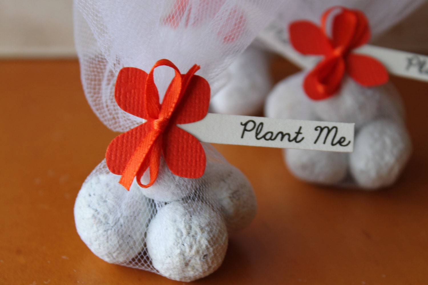 Sample Recycled Plantable Paper Seed Bomb - Unique  Wedding or party Favor - Orange Hydrangea