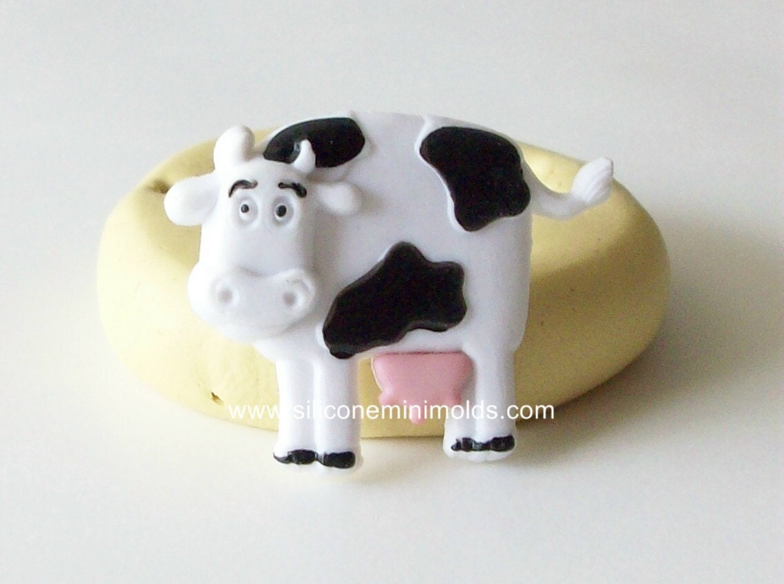 Silicone mold cow 1117 - craft mold, porcelain mold, jewelry mold, food mold, pop up mold, clays mold, flexible mold
