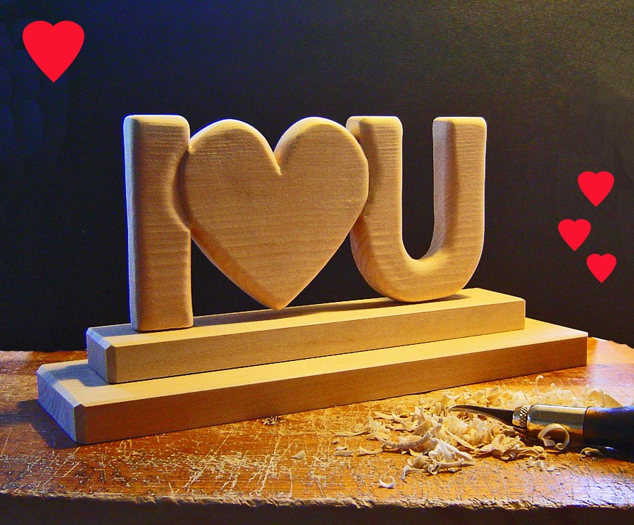 DIY I LOVE YOU - Hand Carved in Wood - Wedding Decor - Shower Decor - Valentine Gift - Do It Yourself by supplies wk studios