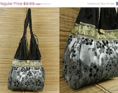 ON SALE Shoulder Bag Purse Silk Elephant Parade Floral Vines Sparkle Velvet 5 Colors Available GR