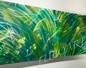 60" LARGE Country Life abstract METAL wild flower wall decor new Original modern sculpture oil painting