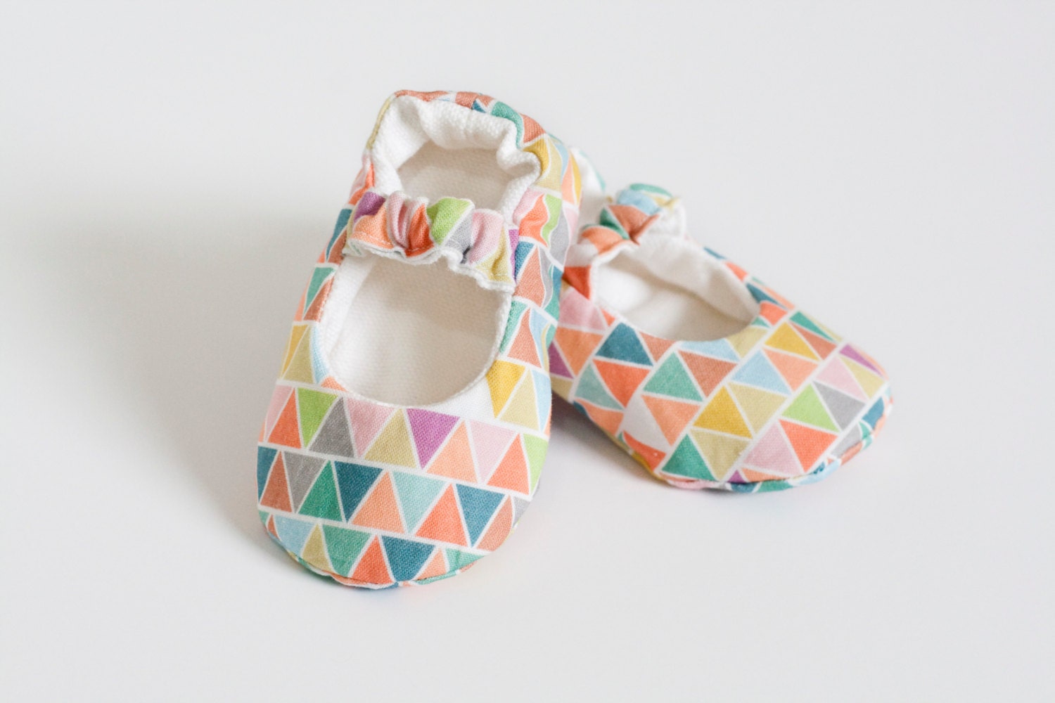 Make it Reversible: Premium Patterned fabric for Mary Jane stye baby girl shoes with snap on interchanging embellishments geometric