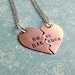 Best Bitches Heart Necklace Set- Hand Stamped Brass or Copper- Choose Your Chain and Metal