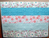 Sale Riley Blake Sweet Divinity Baby/Toddler Girl Aqua, Pink, and Green Quilt --39" x 45"