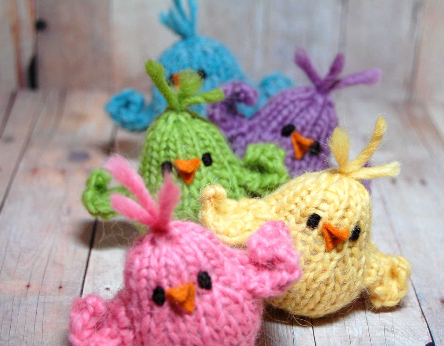 Birds - Waldorf Eco-Friendly Chicks - Spring Easter Chick - Easter Basket - Waldorf Nature Table Knit - Toy - Plush - Natural Fibers